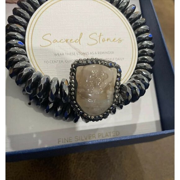 Paige Harper Pair Of 2 Slider Bracelets Fine Silver Plated Sacred Stones - Picture 4 of 6